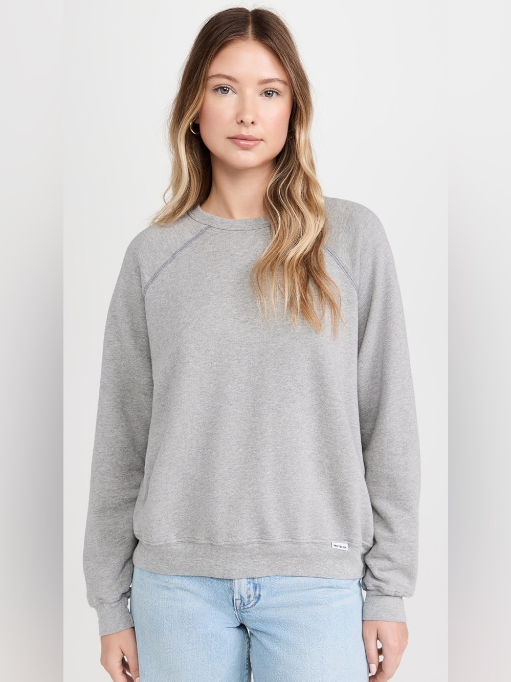 Mother The Biggie Concert Cotton Graphic Sweatshirt Heather Grey Size S